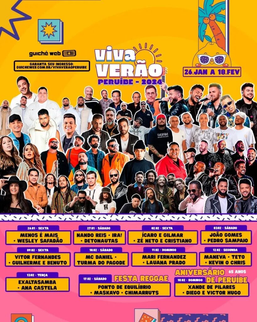 Line-up completa para o festival Viva Verão de Peruíbe 2023